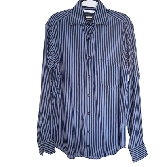 EUC Bugatchi Men's Button-Up Shirt - Blue Striped, Long Sleeve Size M,‎ 100% Ctn - Picture 1 of 7